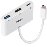 Lindy 43340 Adaptador gráfico USB 3840 x 2160 Pixeles Blanco, Hub USB blanco, 3840 x 2160 Pixeles