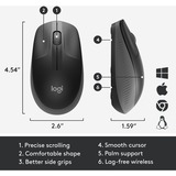 Logitech M190 Ratones, Ratón negro/Antracita, Ambidextro, Óptico, RF inalámbrico, 1000 DPI, Carbón vegetal