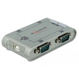 DeLOCK 4 Port USB 2.0 Serial Hub Plata, Adaptador plateado, Plata, Windows 2000/XP/Server 2003/Vista, USB 2.0, Serial