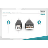 Digitus Cable de conexión USB 2.0 USB-A (conector) > USB-B (conector) negro