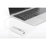 Digitus Hub USB Tipo-C OTG de 3 puertos + lector de tarjetas blanco