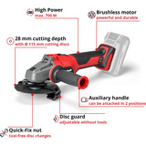 EINHELL Amoladora angular profesional a batería AXXIO 18/115 Q, 18Volt rojo/Negro