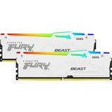 Kingston FURY FURY Beast 64 GB 5600 MT/s DDR5 CL40 DIMM (Kit de 2) White RGB XMP, Memoria RAM blanco, 64 GB, 2 x 32 GB, DDR5, 288-pin DIMM
