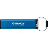 Kingston IronKey Keypad 200 de 16 GB, FIPS 140-3 nivel 3 cifrado AES-256, Lápiz USB FIPS 140-3 nivel 3 cifrado AES-256, 16 GB, USB tipo A, 3.2 Gen 1 (3.1 Gen 1), 145 MB/s, Funda, Azul