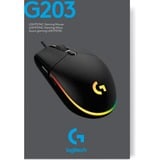 Logitech G203 Lightsync ratón USB tipo A 8000 DPI, Ratones para gaming negro, USB tipo A, 8000 DPI, 1 ms, Negro