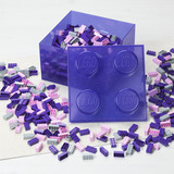 Room Copenhagen LEGO Storage Brick 4 Top Lid Glitter, Caja de depósito violeta/Transparente