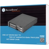 SilverStone SST-FS202B caja para disco duro externo 2.5" Carcasa de disco duro/SSD Negro, Chasis intercambiable negro, 2.5", SAS, SATA, SATA, Carcasa de disco duro/SSD, Negro, Aluminio