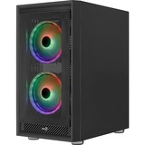 Aerocool GRAPHITEV3 Carcasa de Ordenador 3 Ventiladores ARGB 14cm, Cajas de torre negro, Midi Tower, PC, Negro, ATX, micro ATX, Mini-ITX, ABS, SPCC, Acero, Azul, Verde, Rojo