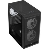 Aerocool GRAPHITEV3 Carcasa de Ordenador 3 Ventiladores ARGB 14cm, Cajas de torre negro, Midi Tower, PC, Negro, ATX, micro ATX, Mini-ITX, ABS, SPCC, Acero, Azul, Verde, Rojo