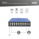 Digitus Gigabit Ethernet PoE gestionado L2 industrial 16+2 puertos, Interruptor/Conmutador 