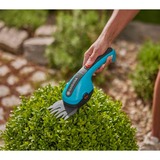 GARDENA Tijeras de césped a batería ClassicCut Li, 3,6Volt, juego con cuchillo para arbustos, Podadora turquesa/Negro