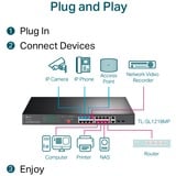 TP-Link TL-SL1218MP switch No administrado Fast Ethernet (10/100) Energía sobre Ethernet (PoE) Negro, Interruptor/Conmutador negro, No administrado, Fast Ethernet (10/100), Energía sobre Ethernet (PoE), Montaje en rack