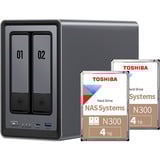 UGREEN DXP2800 Bundle con 2x Toshiba N300 4 TB (MN10ADA400ES), NAS gris/Negro