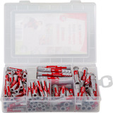 fischer Profi-Box DuoPower corto/largo (150 piezas), Pasador gris claro/Rojo