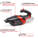 EINHELL TE-HV 18/06 Solo, Aspiradora de mano rojo/Negro