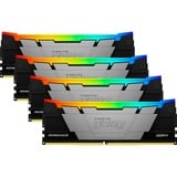 Kingston FURY FURY 64 GB 3600 MT/s DDR4 CL16 DIMM (Kit de 4) 1Gx8 Renegade RGB, Memoria RAM negro, 64 GB, 4 x 16 GB, DDR4, 288-pin DIMM