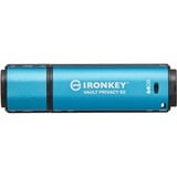Kingston IronKey 64GB Vault Privacy 50 cifrado AES-256, FIPS 197, Lápiz USB celeste/Negro, FIPS 197, 64 GB, USB tipo A, 3.2 Gen 1 (3.1 Gen 1), 250 MB/s, Tapa, Negro, Azul