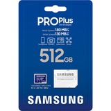 Samsung MB-MD512SA/EU memoria flash 512 GB MicroSDXC UHS-I Clase 10, Tarjeta de memoria azul, 512 GB, MicroSDXC, Clase 10, UHS-I, 180 MB/s, 130 MB/s