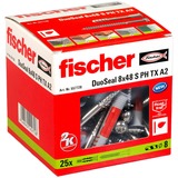 fischer Dübel DuoSeal 8x48 S PH TX A2, Pasador gris claro/Rojo