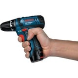 Bosch GSB 12V-15 1300 RPM Negro, Azul, Martillo atornillador azul/Negro, Taladro de pistola, Sin escobillas, Negro, Azul, 1 cm, 1300 RPM, 1,9 cm