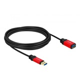 DeLOCK Cable de extensión USB 3.2 Gen 1, conector USB-A > toma USB-A, Cable alargador negro/Rojo