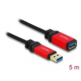 DeLOCK Cable de extensión USB 3.2 Gen 1, conector USB-A > toma USB-A, Cable alargador negro/Rojo