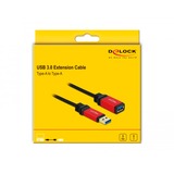 DeLOCK Cable de extensión USB 3.2 Gen 1, conector USB-A > toma USB-A, Cable alargador negro/Rojo