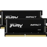 Kingston FURY FURY 32GB 6400MT/s DDR5 CL38 SODIMM (Kit de 2) Impact XMP, Memoria RAM negro, 32 GB, 2 x 16 GB, DDR5, 262-pin SO-DIMM, Negro