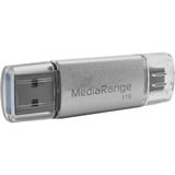 MediaRange Kombo-Speicherstick 1 TB, Lápiz USB plateado/Transparente