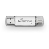 MediaRange Kombo-Speicherstick 1 TB, Lápiz USB plateado/Transparente