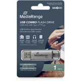 MediaRange Kombo-Speicherstick 1 TB, Lápiz USB plateado/Transparente