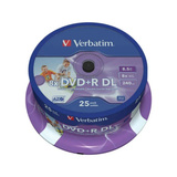 Verbatim 43667 DVD en blanco 8,5 GB DVD+R DL 25 pieza(s), DVDs vírgenes DVD+R DL, 120 mm, Imprimible, Eje, 25 pieza(s), 8,5 GB