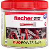 fischer Taco DUOPOWER 6x30, caja resellable, Pasador gris claro/Rojo