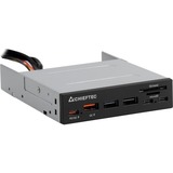 Chieftec CRD-908H lector de tarjeta USB 3.2 Gen 1 (3.1 Gen 1) Interno Negro, Lector de tarjetas negro, MicroSD (TransFlash), SD, Negro, 3.5", 5000 Mbit/s, USB 3.2 Gen 1 (3.1 Gen 1), 102 mm