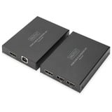 Digitus Set extensor HDMI KVM IP, 150 metros, Alargador de HDMI negro