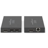 Digitus Set extensor HDMI KVM IP, 150 metros, Alargador de HDMI negro