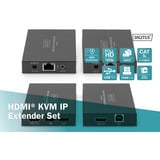 Digitus Set extensor HDMI KVM IP, 150 metros, Alargador de HDMI negro