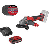 EINHELL Amoladora angular inalámbrica profesional AXXIO 18/125, 18 Voltios rojo/Negro
