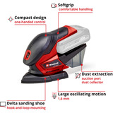 EINHELL Lijadora múltiple a batería Power X-Change TE-OS 18/150 Li-Solo, 18Volt rojo/Negro