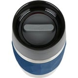 Emsa Travel Mug Compact 300 ml Azul, Acero inoxidable, Termo azul oscuro/Acero fino, Azul, Acero inoxidable, Silicona, Acero inoxidable, Polipropileno (PP), Café, Té, 300 ml, 7,2 cm