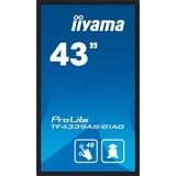 iiyama TF4339AS-B1AG pantalla para PC 108 cm (42.5") 3840 x 2160 Pixeles 4K Ultra HD LED Pantalla táctil Negro, Pantalla de gran formato negro (mate), 108 cm (42.5"), 3840 x 2160 Pixeles, 4K Ultra HD, LED, 8 ms, Negro