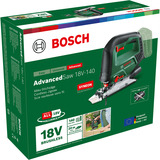 Bosch AdvancedSaw 18V power jigsaws 3000 spm 1,9 kg, Sierra de calar verde, Negro, Verde, 45°, Aluminio, Laminado, Plástico, Acero, Madera, Aluminio, Sin escobillas, 3000 spm