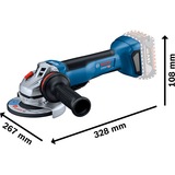 Bosch GWS 18V-10P PROFESSIONAL amoladora angular 12,5 cm 9000 RPM 1,9 kg azul/Negro, 9000 RPM, 12,5 cm, Batería, 1,9 kg, Motor sin escobillas