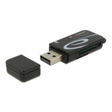 DeLOCK 91602 lector de tarjeta USB 2.0 Negro, Lector de tarjetas negro, MMC, MMC Mobile, MMC+, MMCmicro, MicroSD (TransFlash), MicroSDHC, MicroSDXC, MiniSD, RS-MMC, SD,..., Negro, 480 Mbit/s, Android 10.0+, Chrome OS 86.0+, Linux Kernel 3.2+, Mac OS 10.15.7+, Windows 8.1/10, USB 2.0, 22 mm