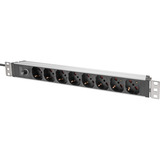 Digitus Regleta de enchufes de 19" con perfil de aluminio, 8 salidas italianas, 1U rojo/Aluminio