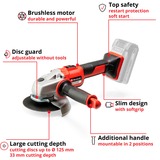 EINHELL AXXIO amoladora angular 12,5 cm 8500 RPM 1,16 kg rojo/Negro, 8500 RPM, 12,5 cm, Batería, 2,6 Ah, 1,16 kg