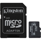 Kingston Tarjeta 8GB microSDHC Industrial C10 A1 pSLC + adaptador SD, Tarjeta de memoria negro, 8 GB, MicroSDHC, Clase 10, UHS-I, 100 MB/s, 80 MB/s