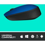 Logitech M171 Blue-K ratón Ambidextro RF inalámbrico Óptico 1000 DPI azul, Ambidextro, Óptico, RF inalámbrico, 1000 DPI, Azul