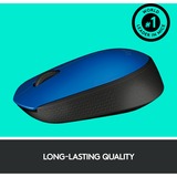 Logitech M171 Blue-K ratón Ambidextro RF inalámbrico Óptico 1000 DPI azul, Ambidextro, Óptico, RF inalámbrico, 1000 DPI, Azul