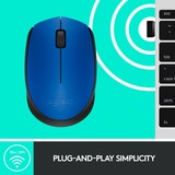 Logitech M171 Blue-K ratón Ambidextro RF inalámbrico Óptico 1000 DPI azul, Ambidextro, Óptico, RF inalámbrico, 1000 DPI, Azul